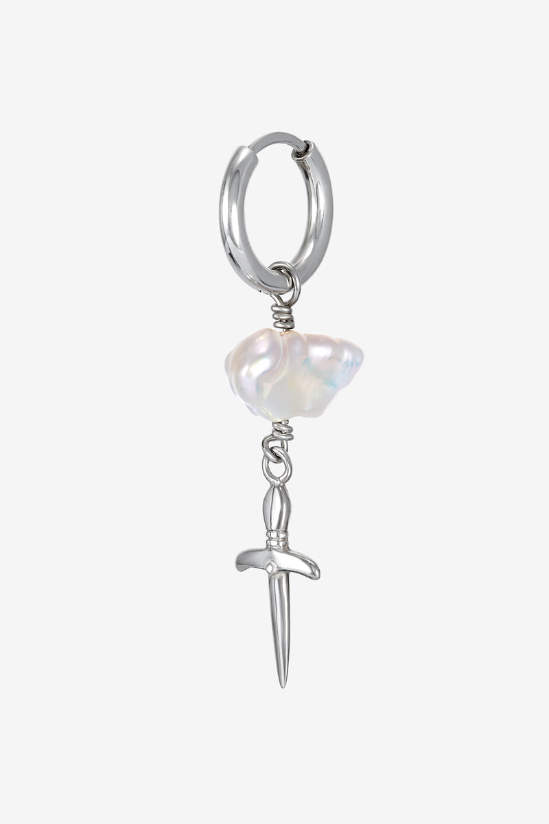 Earrings "Rose Pearl Sword"